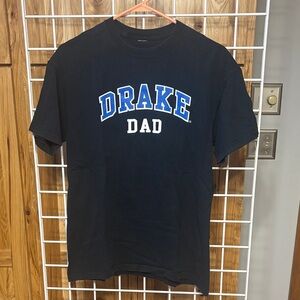 Drake Dad Black Tee with Blue and White Print